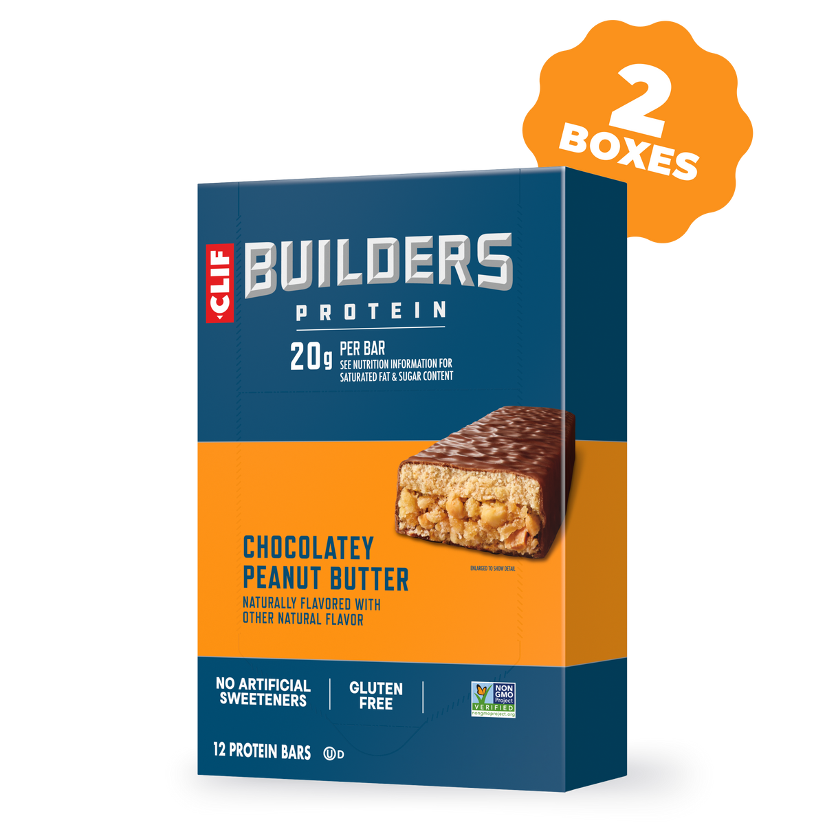 CLIF BUILDERS Chocolatey Peanut Butter Plant Based Protein Bars, 24 Bars