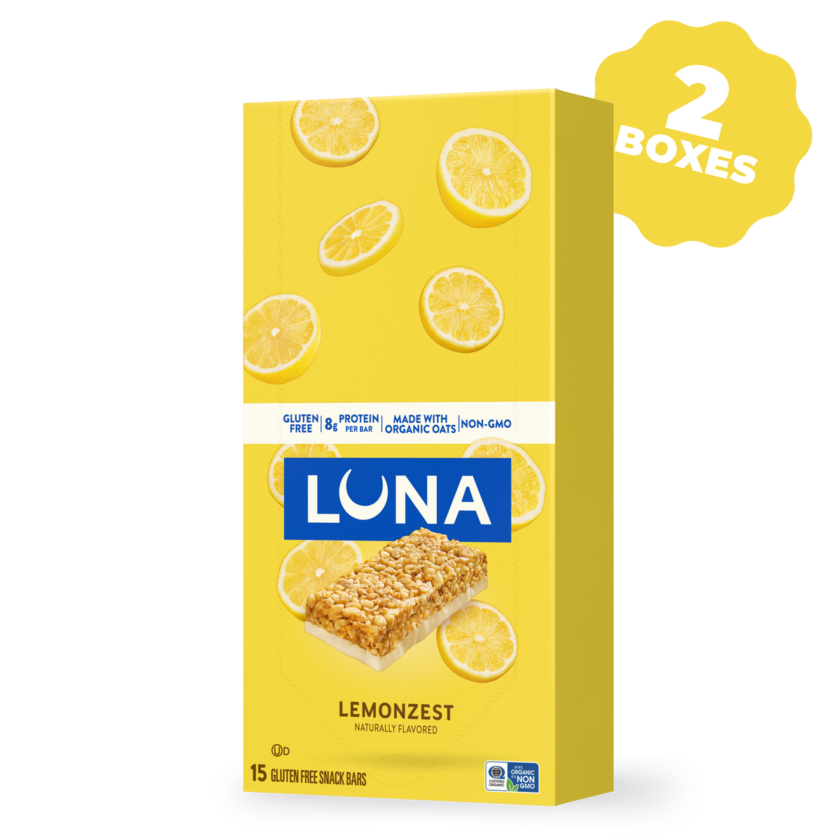 LUNA Bar LemonZest Flavor Gluten Free Snack Bars, 30 Bars